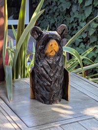 Black Bear Home Decoration | Handmade by Chainsaw this Cute Bear is a Wooden Statue for Your Kitchen Counter, Home Accent or Yard Art