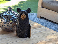 Black Bear Home Decoration | Handmade by Chainsaw this Cute Bear is a Wooden Statue for Your Kitchen Counter, Home Accent or Yard Art