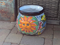 11.5" Oval Mexican Sun Flower Planter is a Colorful, Handmade Talavera Ceramic Planter Pot for Home and Garden Decor, Outdoor Yard Art