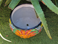 11.5" Oval Mexican Sun Flower Planter is a Colorful, Handmade Talavera Ceramic Planter Pot for Home and Garden Decor, Outdoor Yard Art
