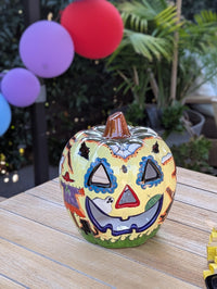 Halloween Pumpkin Decor is Talavera Pottery | Jack-o-Lantern Home Decoration is Handmade Mexican Art for Outdoor Patio Decor, Trick or Treat