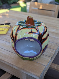 Halloween Pumpkin Decor is Talavera Pottery | Jack-o-Lantern Home Decoration is Handmade Mexican Art for Outdoor Patio Decor, Trick or Treat
