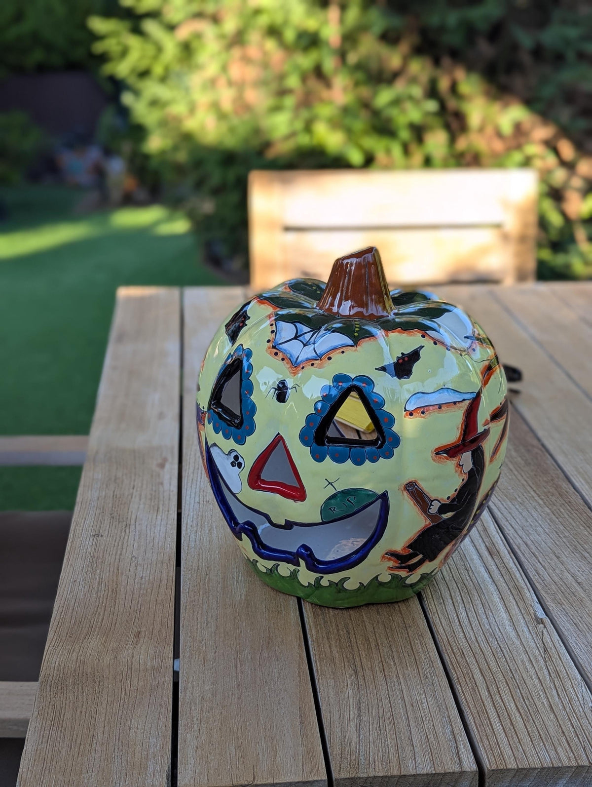 Halloween Pumpkin Decor is Talavera Pottery | Jack-o-Lantern Home Decoration is Handmade Mexican Art for Outdoor Patio Decor, Trick or Treat