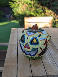 Halloween Pumpkin Decor is Talavera Pottery | Jack-o-Lantern Home Decoration is Handmade Mexican Art for Outdoor Patio Decor, Trick or Treat