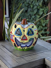 Halloween Pumpkin Decor is Talavera Pottery | Jack-o-Lantern Home Decoration is Handmade Mexican Art for Outdoor Patio Decor, Trick or Treat