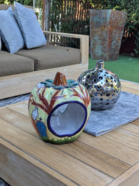 Halloween Pumpkin Decor is Talavera Pottery | Jack-o-Lantern Home Decoration is Handmade Mexican Art for Outdoor Patio Decor, Trick or Treat