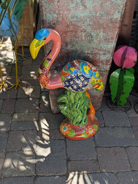 Pink Flamingo Garden Decor & Yard Art, Ceramic Talavera Pottery to use as Home Decor, Porch Decoration or Outdoor Decor