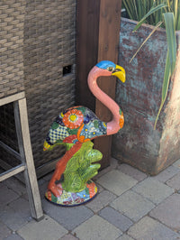 Pink Flamingo Garden Decor & Yard Art, Ceramic Talavera Pottery to use as Home Decor, Porch Decoration or Outdoor Decor