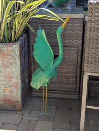 Heron Garden Statues, Handcrafted Rustic Metal Yard Art for Home, Porch or Outdoor Décorations