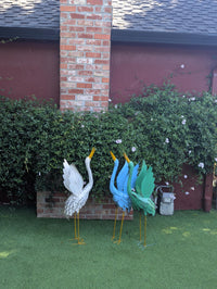 Heron Garden Statues, Handcrafted Rustic Metal Yard Art for Home, Porch or Outdoor Décorations