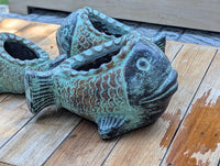 Fish Planter is Handmade Mexican Pottery | Clay Plant Pot for Outdoor Garden Decoration or Indoor Home Decor, Hand Painted Yard Art, 3 Sizes