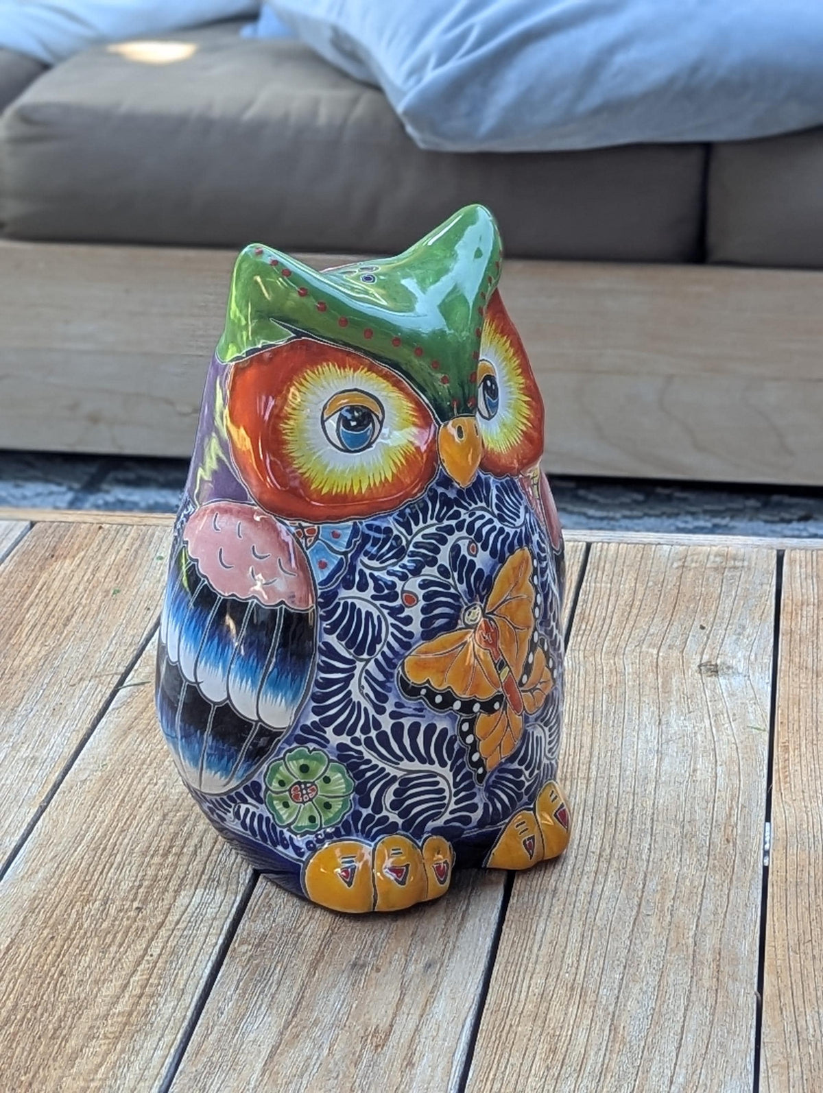 Ceramic Owl Planter is Handmade, Mexican Talavera Pottery | Use as Indoor Flower Pot or Outdoor Garden Decor, Plant Pot Home Decor, Owl Gift