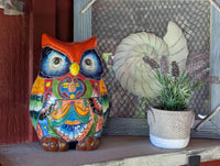 CHIP | Ceramic Owl Planter, Talavera Pottery is Indoor Flower Pot or Outdoor Owl Decor, Mexican Planter & Plant Pot Home Decor, Owl Gift