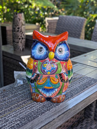 CHIP | Ceramic Owl Planter, Talavera Pottery is Indoor Flower Pot or Outdoor Owl Decor, Mexican Planter & Plant Pot Home Decor, Owl Gift