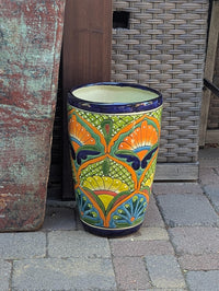 Round Ceramic Planter | Handmade in Mexico is a Tall Flower Pot for Outdoor Garden Decor, or Indoor Home Decor