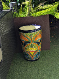Round Ceramic Planter | Handmade in Mexico is a Tall Flower Pot for Outdoor Garden Decor, or Indoor Home Decor