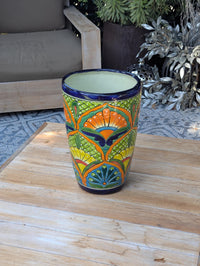 Round Ceramic Planter | Handmade in Mexico is a Tall Flower Pot for Outdoor Garden Decor, or Indoor Home Decor