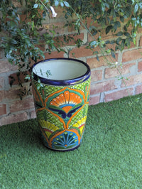 Round Ceramic Planter | Handmade in Mexico is a Tall Flower Pot for Outdoor Garden Decor, or Indoor Home Decor