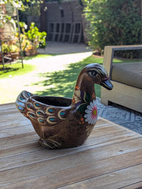 Waterfowl Flower Pot is Painted Terra Cotta Planter Handmade in Mexico | Clay Pottery Swan Works as Indoor Home Decor or Outdoor Planter Pot