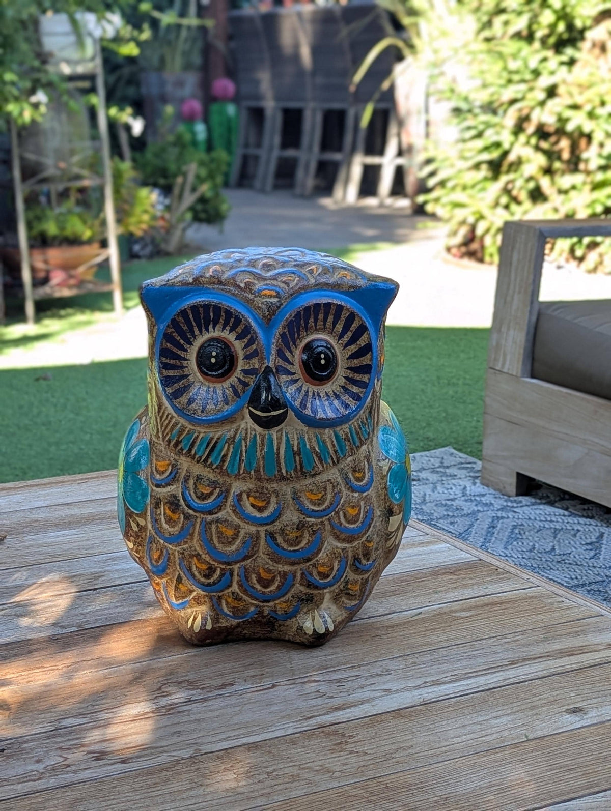 Owl Planter, Terra Cotta Pottery is Colorful Indoor Flower Pot or Outdoor Owl Decor, Mexican Planter & Plant Pot for Home Decor or Owl Gift