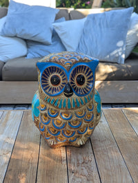 Owl Planter, Terra Cotta Pottery is Colorful Indoor Flower Pot or Outdoor Owl Decor, Mexican Planter & Plant Pot for Home Decor or Owl Gift