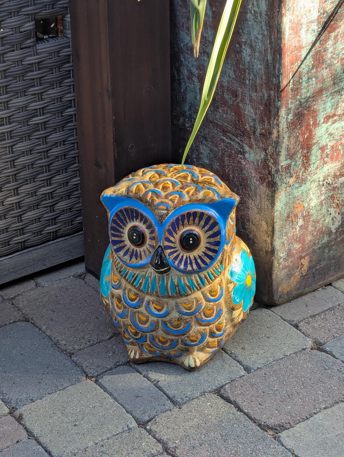 Owl Planter, Terra Cotta Pottery is Colorful Indoor Flower Pot or Outdoor Owl Decor, Mexican Planter & Plant Pot for Home Decor or Owl Gift