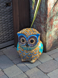 Owl Planter, Terra Cotta Pottery is Colorful Indoor Flower Pot or Outdoor Owl Decor, Mexican Planter & Plant Pot for Home Decor or Owl Gift