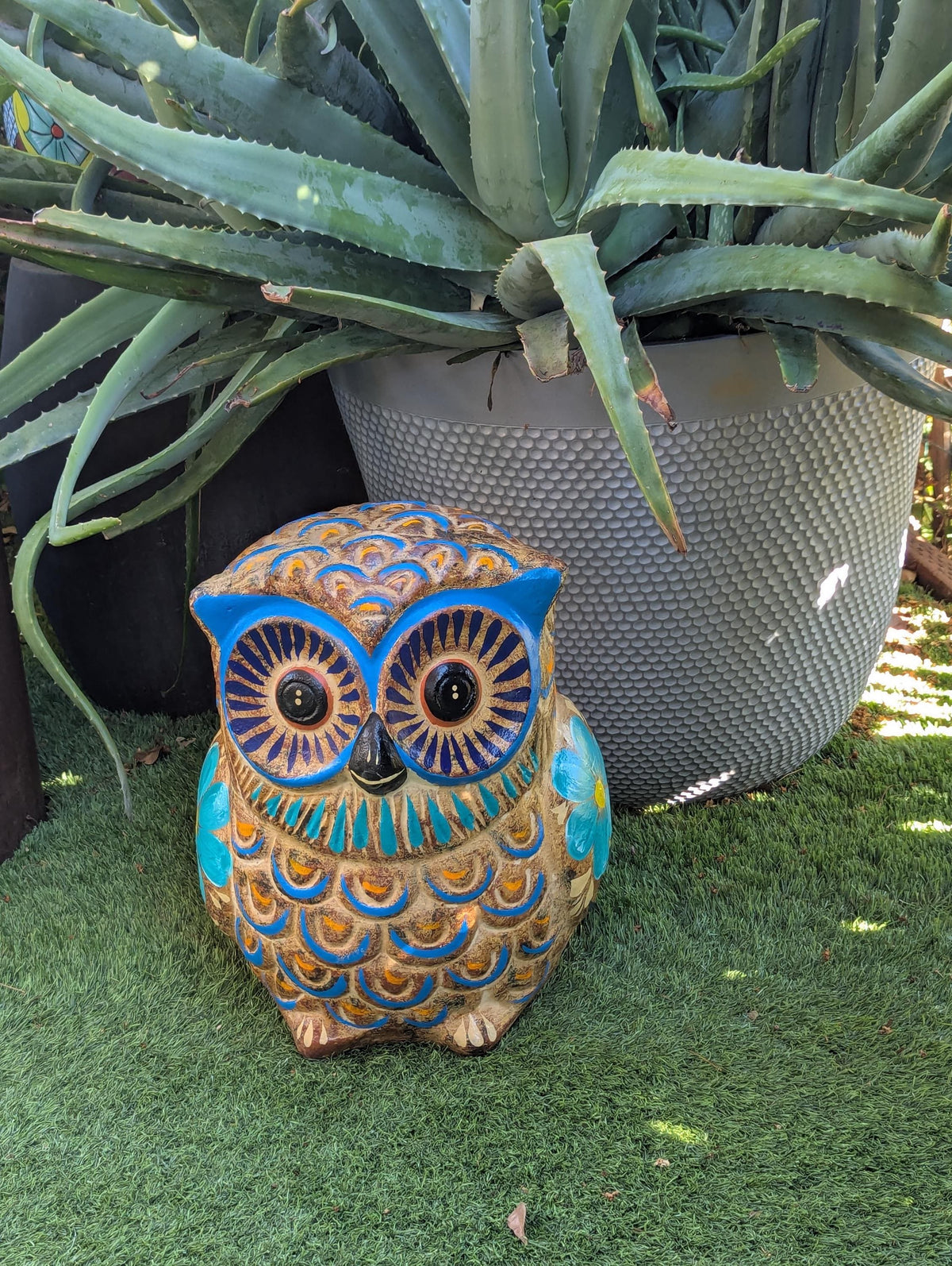 Owl Planter, Terra Cotta Pottery is Colorful Indoor Flower Pot or Outdoor Owl Decor, Mexican Planter & Plant Pot for Home Decor or Owl Gift