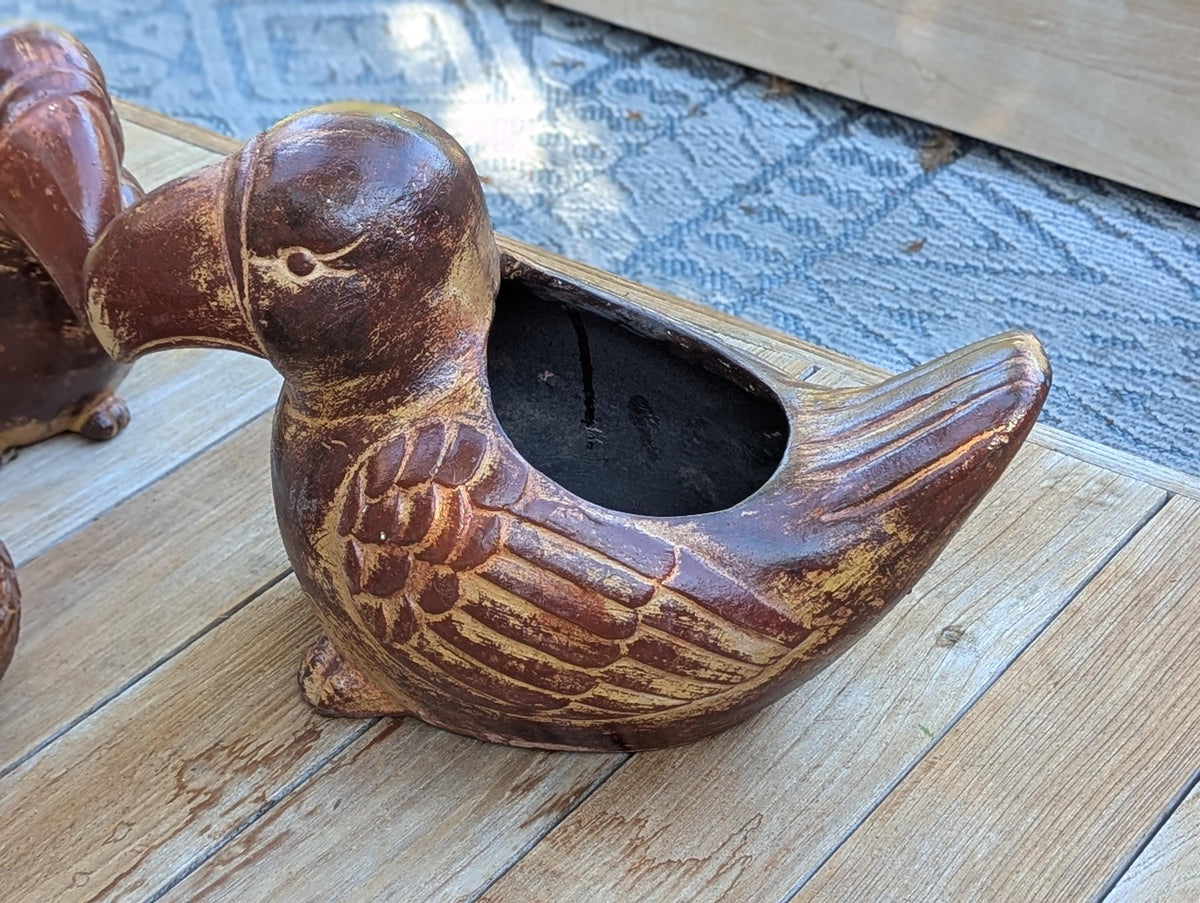 Toucan Planters | Handmade Mexican Pottery is Heavy Clay Garden Decor