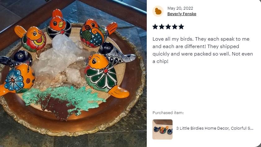 Talavera Birdie, Blue & White | Handpainted Ceramic Bird from Mexico for Home or Garden Decor