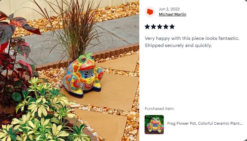 Handmade Talavera Frog Planter | Colorful Mexican Pottery Ceramic Flower Pot | Garden Gift