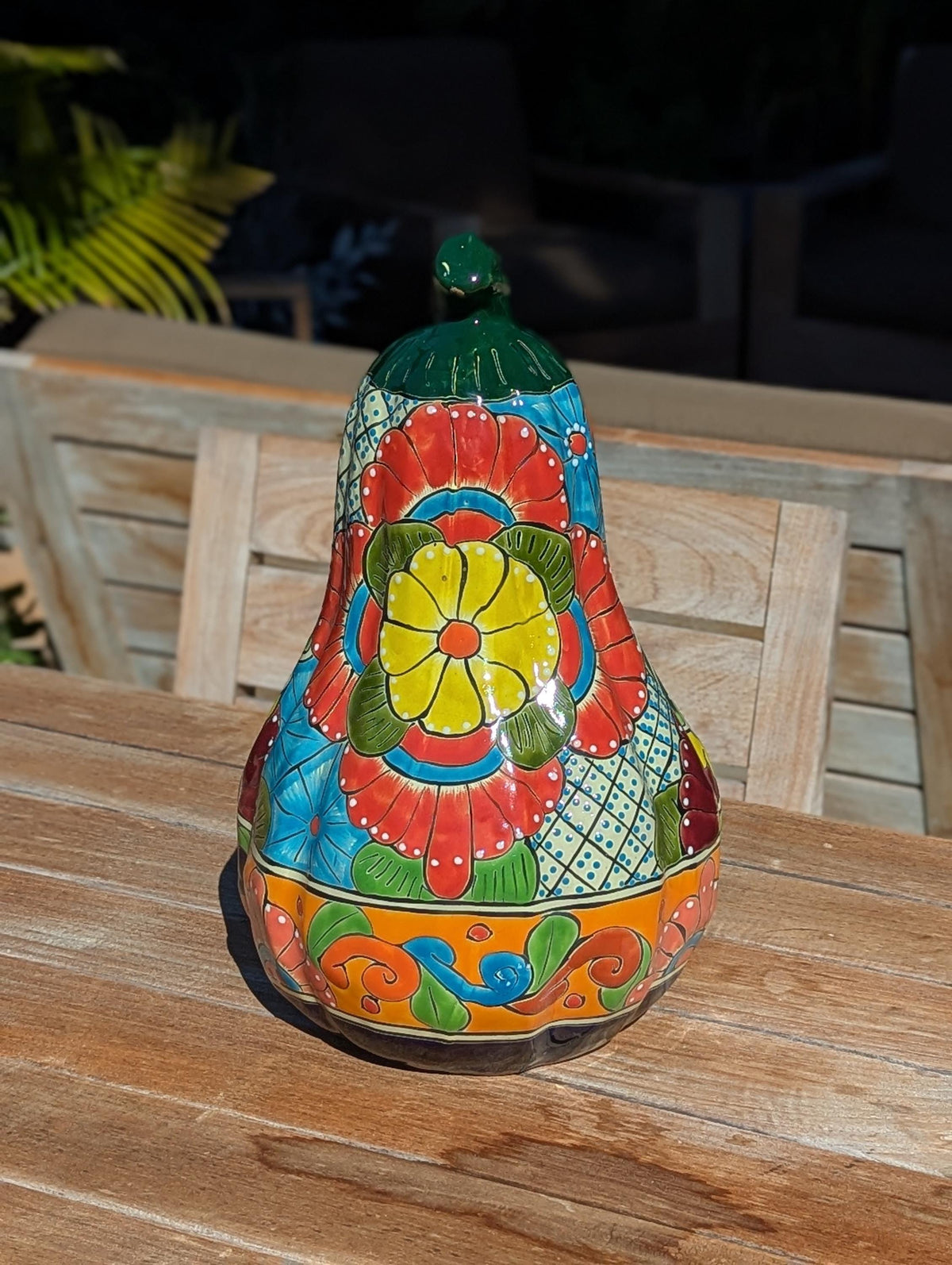 Halloween Pumpkin Decor, Talavera Pottery, Jack-o-Lantern Home Decoration, Handmade Mexican Art for Outdoor Patio Decor or Trick or Treat