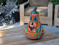 Halloween Pumpkin Decor, Talavera Pottery, Jack-o-Lantern Home Decoration, Handmade Mexican Art for Outdoor Patio Decor or Trick or Treat