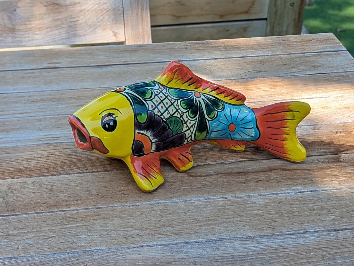 Ceramic Fish Talavera Pottery Handmade in Mexico, Fish Home Decor & Garden or Porch Decor, Yard Art and Unique Gift for Fish Lovers