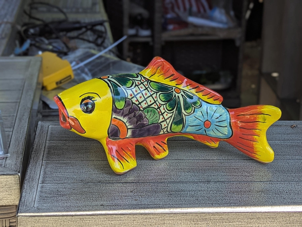Ceramic Fish Talavera Pottery Handmade in Mexico, Fish Home Decor & Garden or Porch Decor, Yard Art and Unique Gift for Fish Lovers