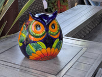 Sunflower Owl Mexican Flower Pot | Ceramic Talavera Pottery Works Indoor or Outdoor as Home Decor or Garden Decor