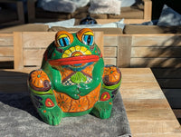 Talavera Frog Flower Pot | Ceramic Pottery for an Indoor or Outdoor Planter Pot is Handmade Mexican Home Decor and Garden Decor and Yard Art