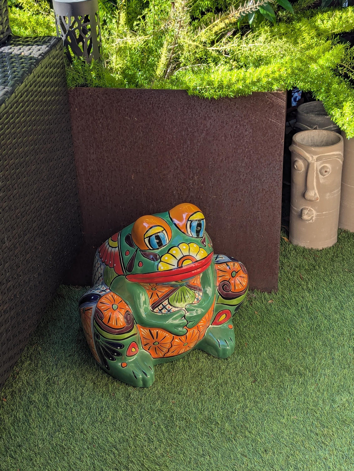 Talavera Frog Flower Pot | Ceramic Pottery for an Indoor or Outdoor Planter Pot is Handmade Mexican Home Decor and Garden Decor and Yard Art