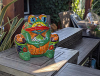 Talavera Frog Flower Pot | Ceramic Pottery for an Indoor or Outdoor Planter Pot is Handmade Mexican Home Decor and Garden Decor and Yard Art