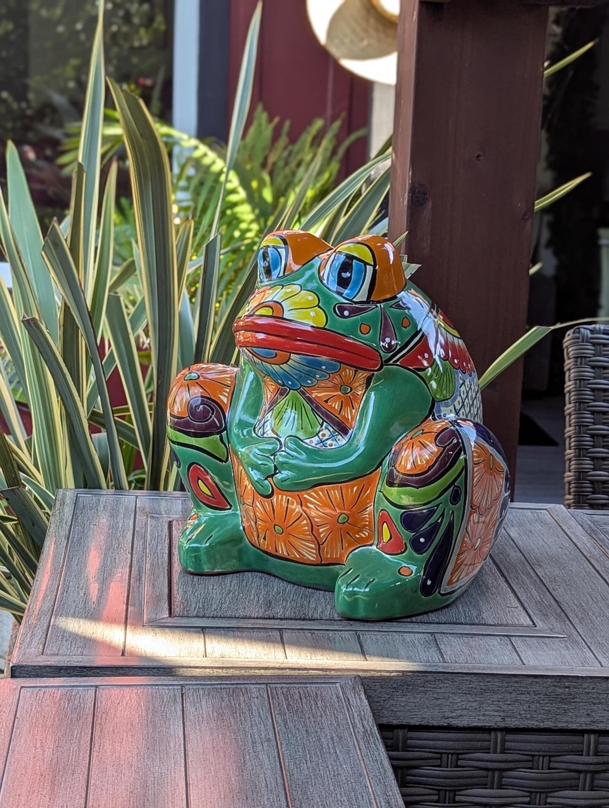 Talavera Frog Flower Pot | Ceramic Pottery for an Indoor or Outdoor Planter Pot is Handmade Mexican Home Decor and Garden Decor and Yard Art