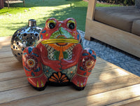 Talavera Frog Flower Pot | Ceramic Pottery for Indoor or Outdoor Planter Pot, Handmade Mexican Home Decor or Garden Decor & Yard Art
