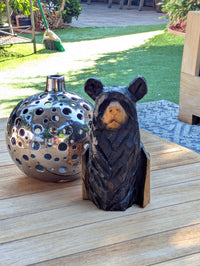 Black Bear Home Decoration | Handmade by Chainsaw this Cute Bear is a Wooden Statue for Your Kitchen Counter, Home Accent or Yard Art
