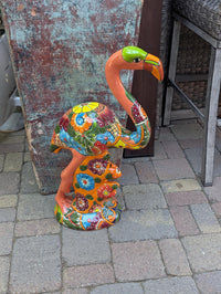 Pink Flamingo Garden Decor & Yard Art, Ceramic Talavera Pottery to use as Home Decor, Porch Decoration or Outdoor Decor