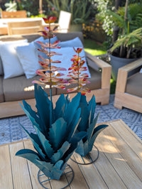 Flowering Agave Metal Cactus Yard Art & Garden Decor | Lifelike Handmade Agave Plant Pair Mexican Yard Art for Your Home or Outdoor Spaces