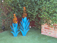 Flowering Agave Metal Cactus Yard Art & Garden Decor | Lifelike Handmade Agave Plant Pair Mexican Yard Art for Your Home or Outdoor Spaces