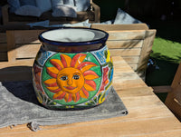 11.5" Oval Mexican Sun Flower Planter is a Colorful, Handmade Talavera Ceramic Planter Pot for Home and Garden Decor, Outdoor Yard Art