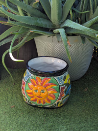 11.5" Oval Mexican Sun Flower Planter is a Colorful, Handmade Talavera Ceramic Planter Pot for Home and Garden Decor, Outdoor Yard Art