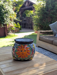 11.5" Oval Mexican Sun Flower Planter is a Colorful, Handmade Talavera Ceramic Planter Pot for Home and Garden Decor, Outdoor Yard Art
