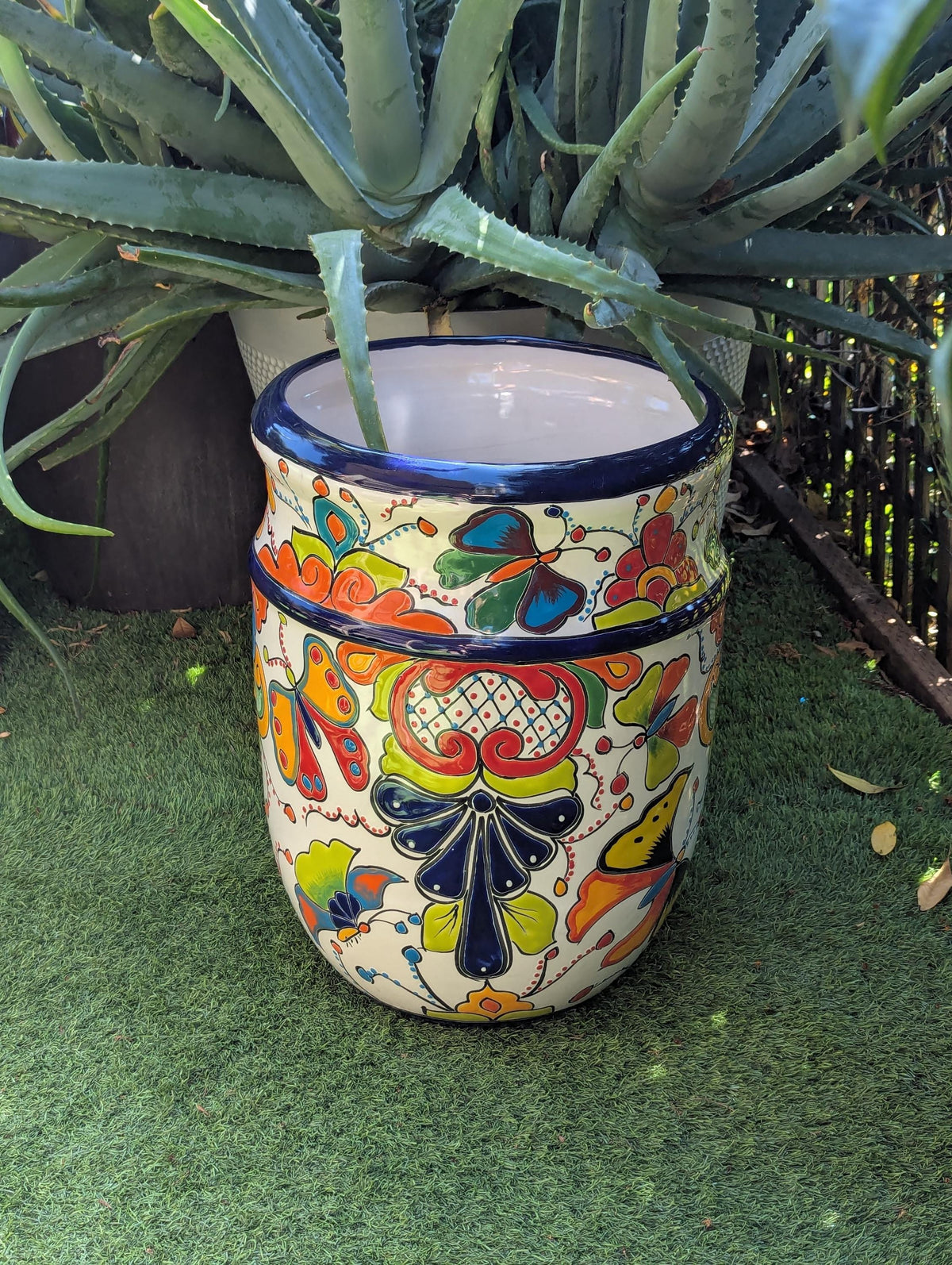 Butterfly Planter | 20" Tall Hand-Painted Ceramic Talavera Mexican Flower Pot – Large Outdoor Yard Art for Porch, Garden, or Home Decor