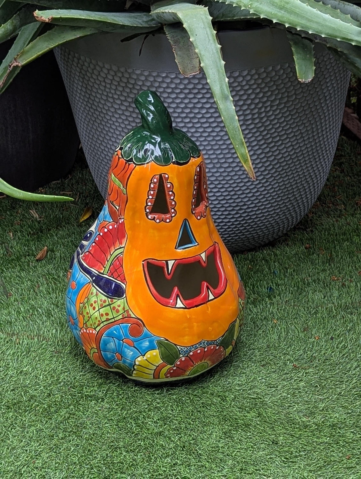 Halloween Pumpkin | Talavera Pottery is Jack-o-Lantern Home Decor and Mexican Art for Trick or Treat, Outdoor Patio Decor